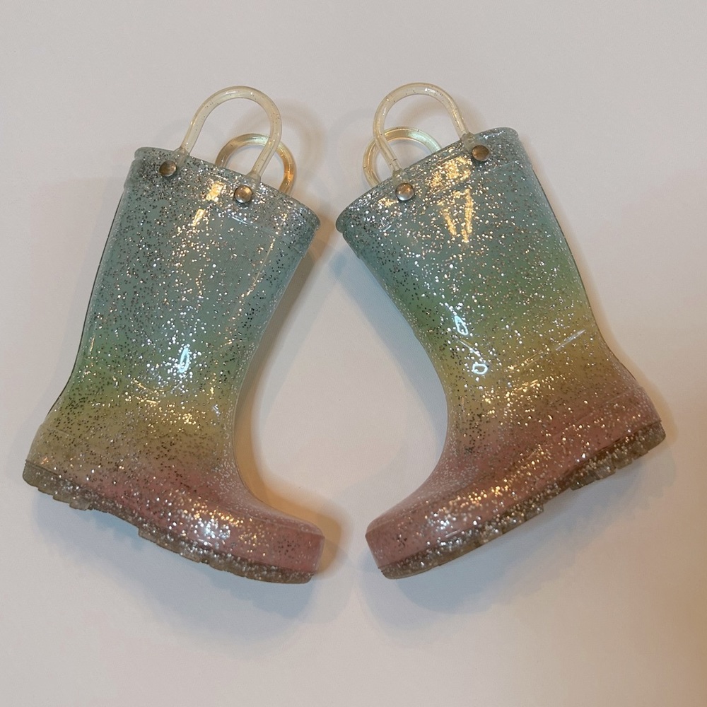 Cat & Jack Toddler Ombre Rainbow Sparkly Rainboots Size 5c